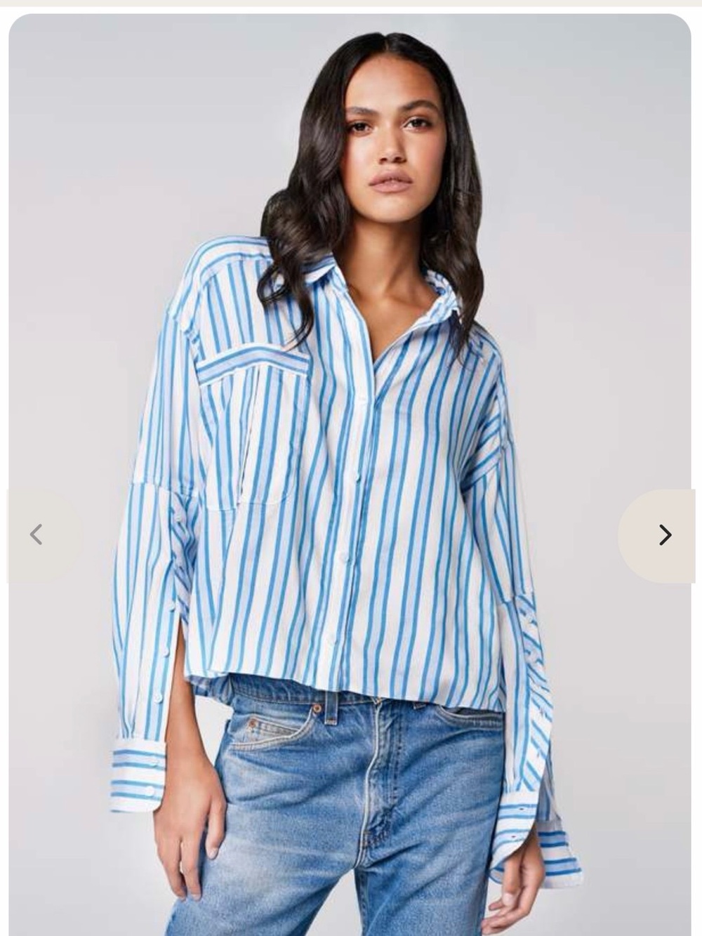 Smythe Women's Blue & White Striped Button-Down Shirt